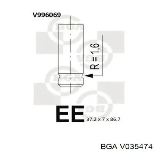 V035474 BGA клапан впускний