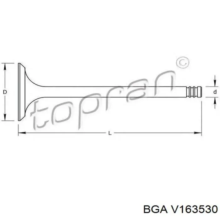 Клапан впускний BGA V163530 ціна, від 5.84 USD