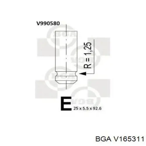 V165311 BGA Випускний клапан двигуна