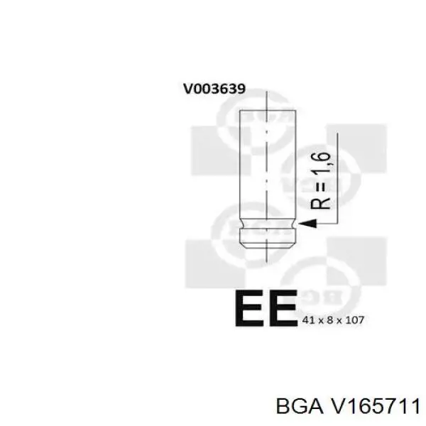 V165711 BGA Випускний клапан двигуна