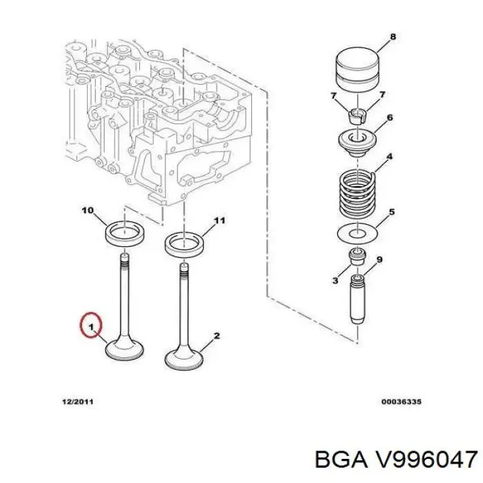 V996047 BGA клапан впускний