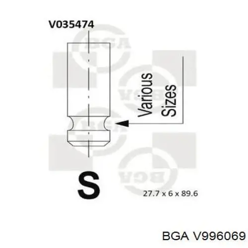 Клапан впускний V996069 BGA