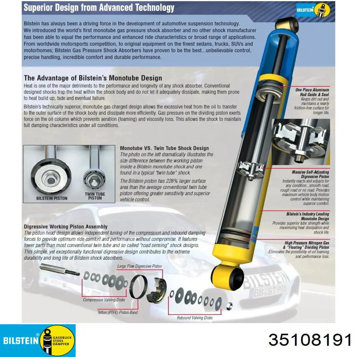 Стойка амортизатора передняя Bilstein 35108191 ціна, від 283.08 USD