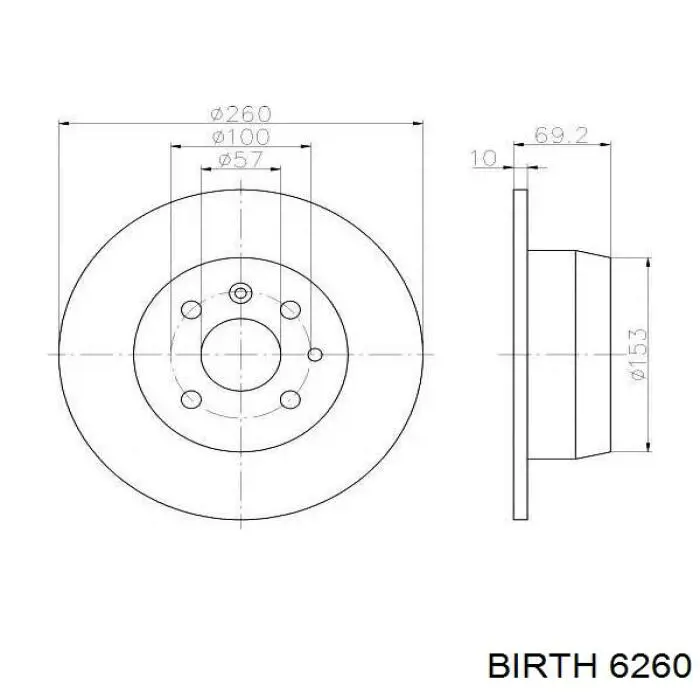 Підшипник опорний амортизатора, переднього 6260 Birth