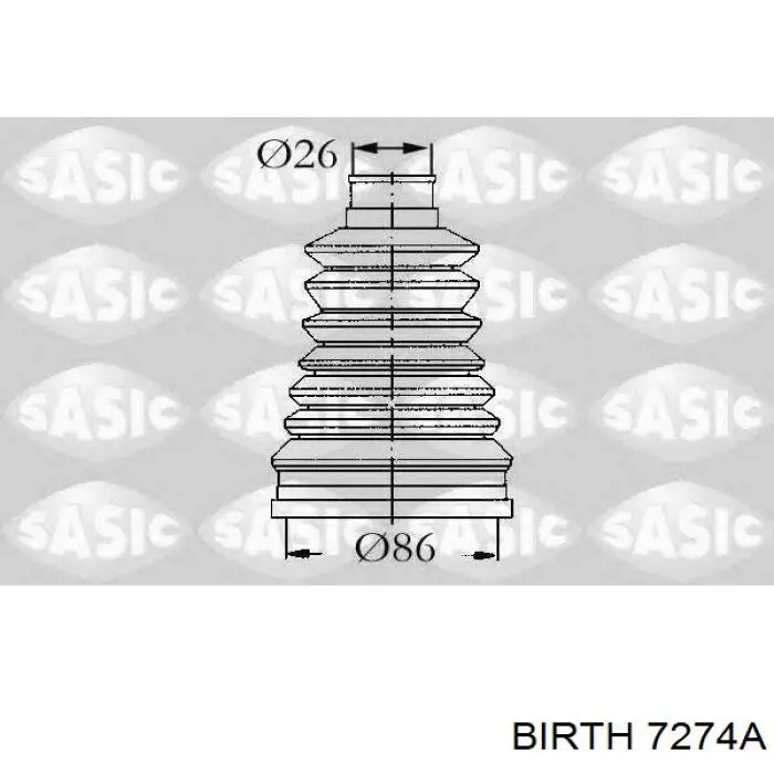 Пильник шарніра кутових швидкостей зовнішній передній Birth 7274A ціна, від 5.37 USD
