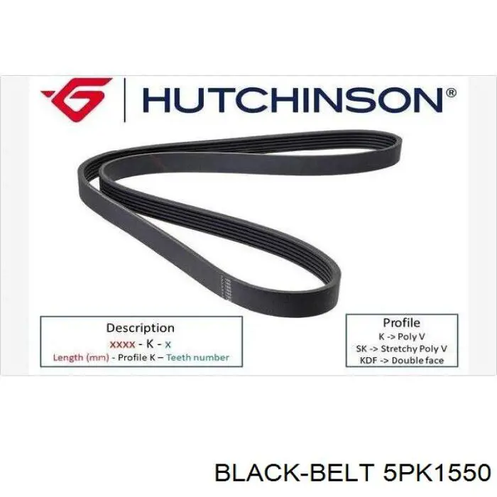 Ремінь приводний, агрегатів 5PK1550 Black Belt