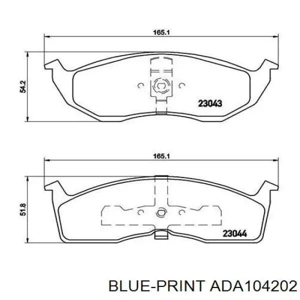 ADA104202 Blue Print колодки гальмівні передні, дискові