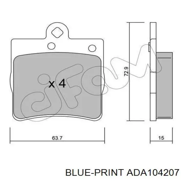 Колодки гальмові задні, дискові ADA104207 Blue Print