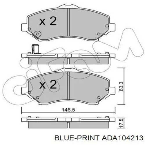 Передні тормозні колодки ADA104213 Blue Print