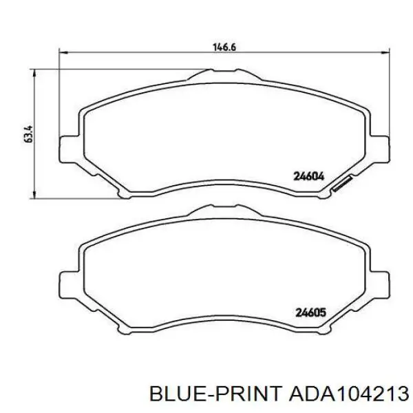 Купити ADA104213 Blue Print Колодки гальмівні передні, дискові