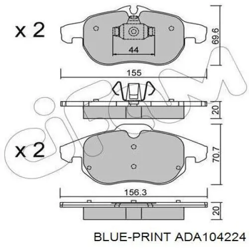 Гальмівні колодки Blue Print ADA104224 ціна, від 22.28 USD