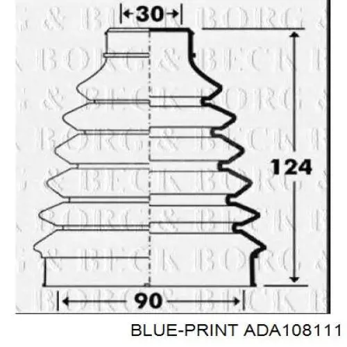 Пильник ШРУСа внутрішній, передній піввісі ADA108111 Blue Print