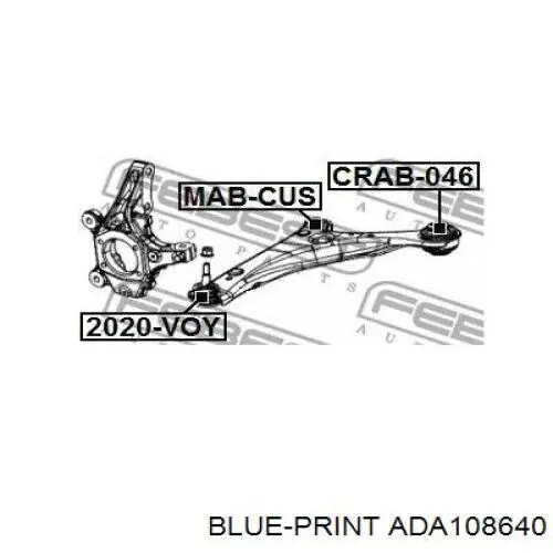 Купити ADA108640 Blue Print Важіль передньої підвіски нижній, правий