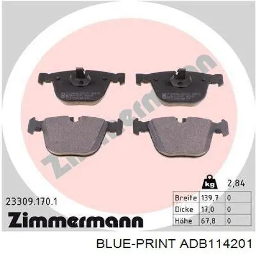 Задні гальмівні колодки ADB114201 Blue Print