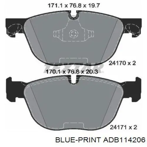 Купити ADB114206 Blue Print Колодки гальмівні передні, дискові