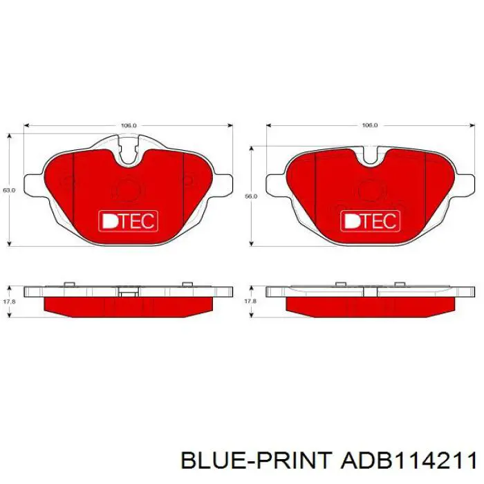Купити ADB114211 Blue Print Задні колодки
