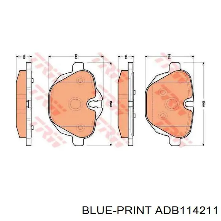 Задні гальмівні колодки ADB114211 Blue Print