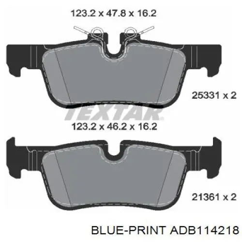 Колодки гальмові задні, дискові ADB114218 Blue Print