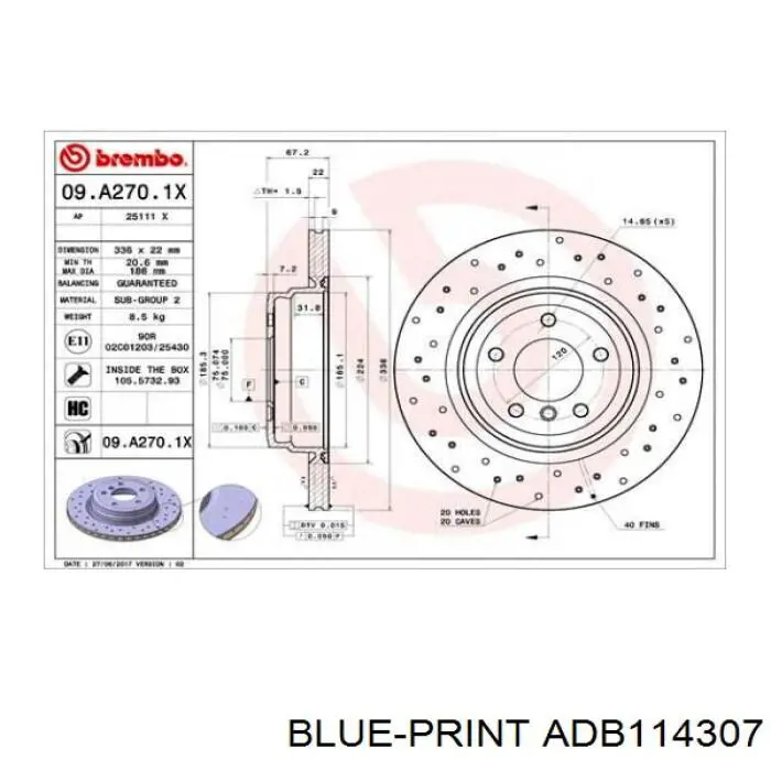 Гальмівні диски ADB114307 Blue Print