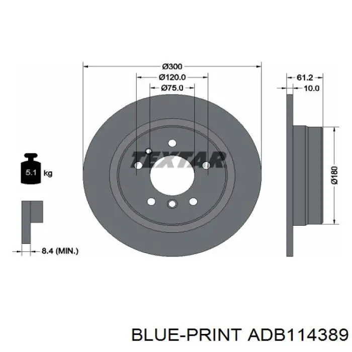 ADB114389 Blue Print диск гальмівний задній