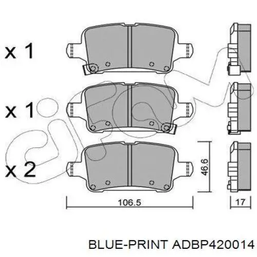 Купити ADBP420014 Blue Print Задні колодки