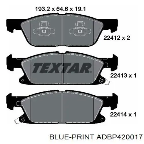 Колодки гальмівні передні, дискові ADBP420017 Blue Print