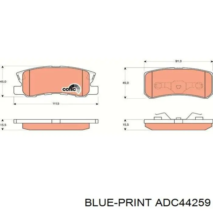 Задні гальмівні колодки Blue Print ADC44259 ціна, від 21.13 USD