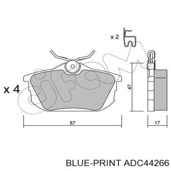 ADC44266 Blue Print колодки гальмові задні, дискові