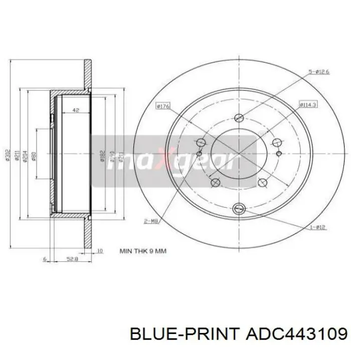 Диск гальмівний задній Blue Print ADC443109