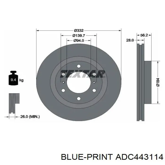 Гальмівні диски передні ADC443114 Blue Print