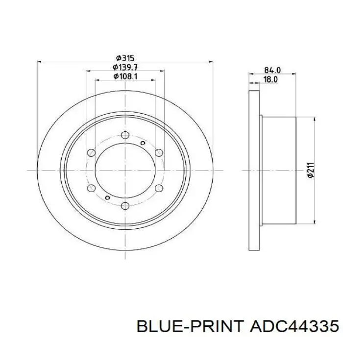 Гальмівні диски ADC44335 Blue Print