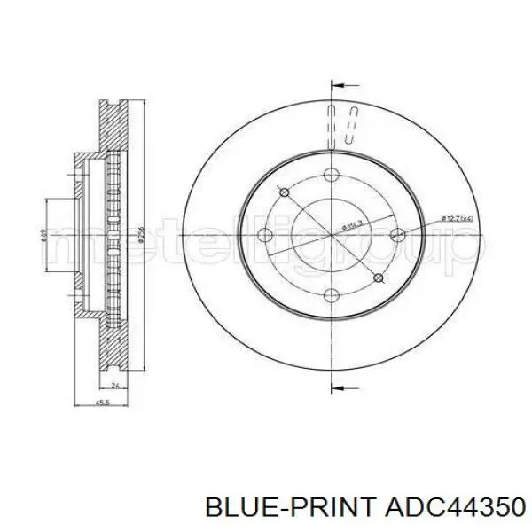 Диск гальмівний передній Blue Print ADC44350