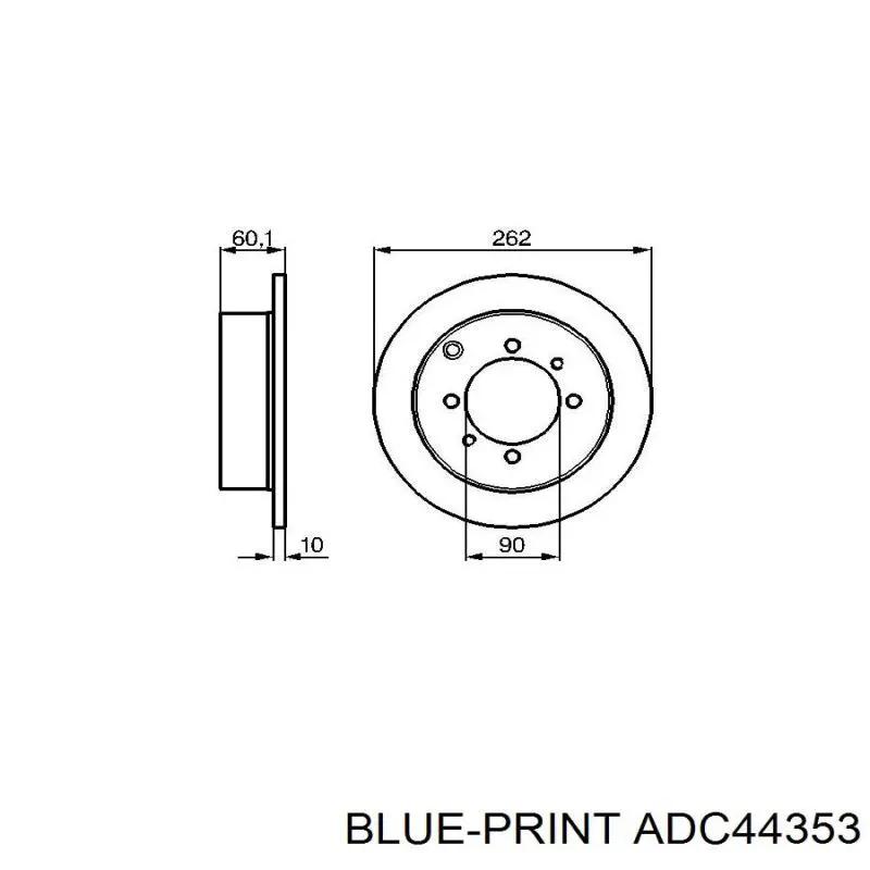 Диск гальмівний задній Blue Print ADC44353