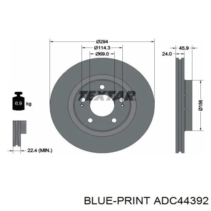 Гальмівні диски передні ADC44392 Blue Print