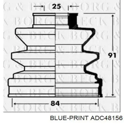 Пильник гранати внутрішній, передній півосі Blue Print ADC48156 ціна, від 8.17 USD