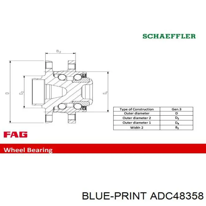 ADC48358 Blue Print Маточина задня