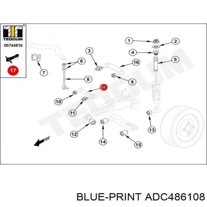 Купити ADC486108 Blue Print Тяга поперечна задньої підвіски