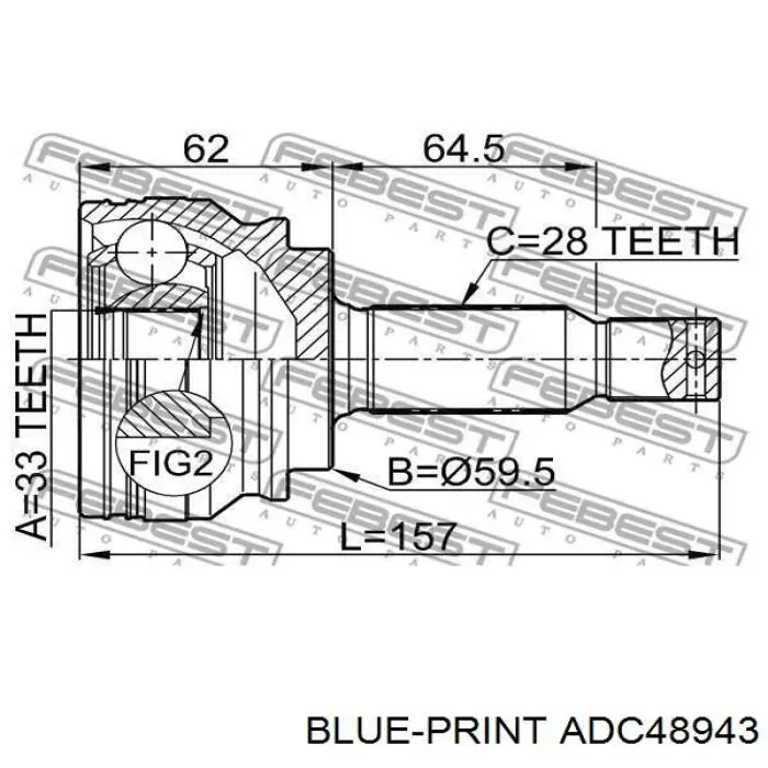 ШРУС зовнішній передній ADC48943 Blue Print