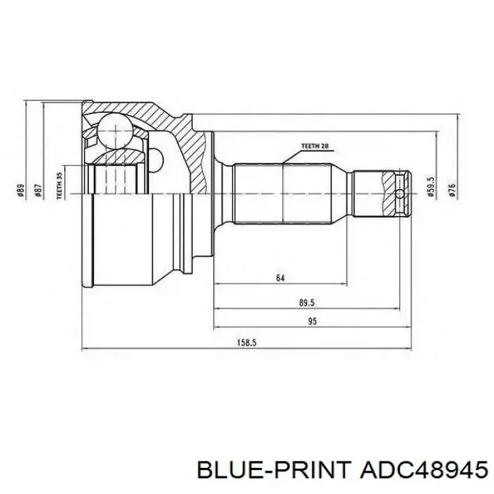 Купити ADC48945 Blue Print Шарнір приводу зовнішній