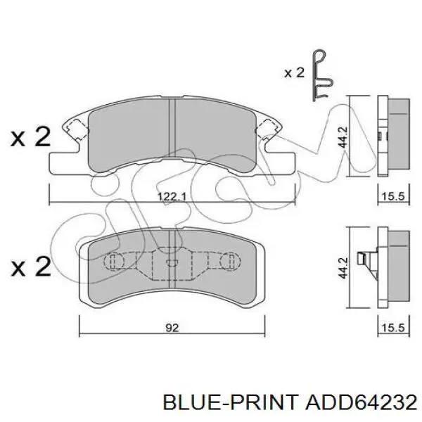 Колодки гальмівні передні, дискові ADD64232 Blue Print