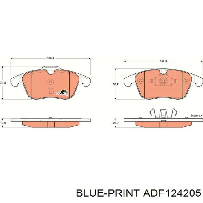 Колодки гальмівні передні, дискові ADF124205 Blue Print