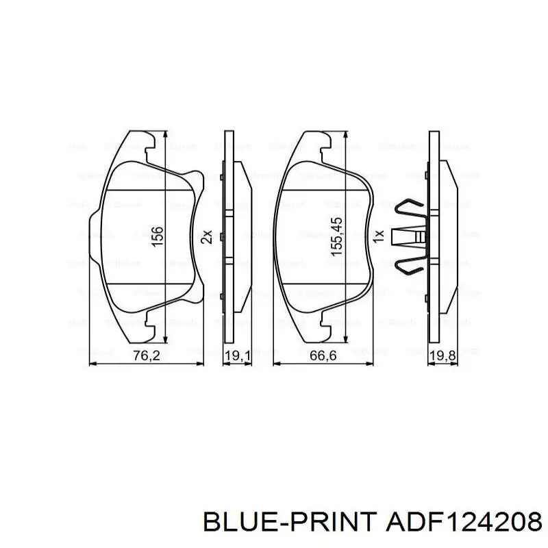 Купити ADF124208 Blue Print Колодки гальмівні передні, дискові
