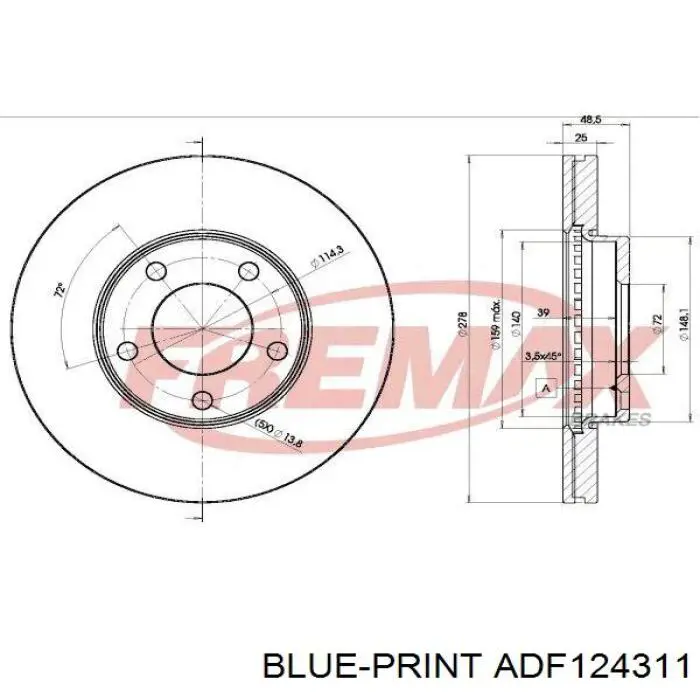 Купити ADF124311 Blue Print Ротор гальмівний