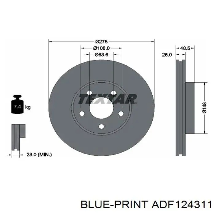 Гальмівні диски передні ADF124311 Blue Print