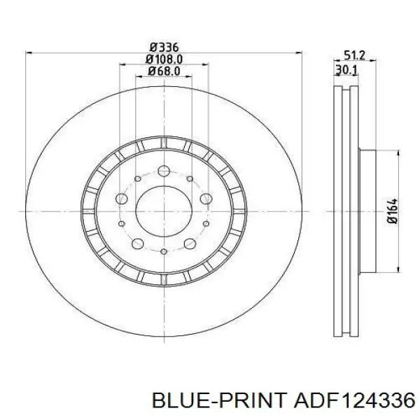 Диск гальмівний передній Blue Print ADF124336