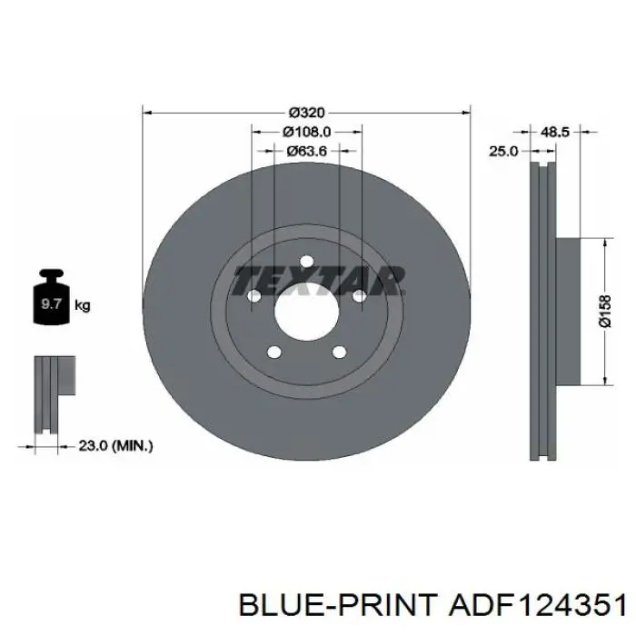 Диск гальмівний передній ADF124351 Blue Print