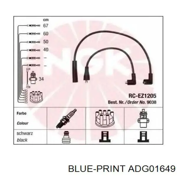 Купити ADG01649 Blue Print Провід високовольтні, комплект