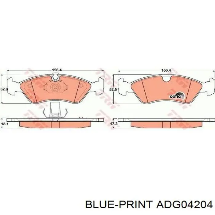 Купити ADG04204 Blue Print Колодки гальмівні передні, дискові