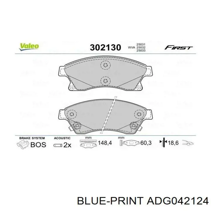 Купити ADG042124 Blue Print Колодки гальмівні передні, дискові
