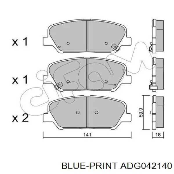 ADG042140 Blue Print колодки гальмівні передні, дискові